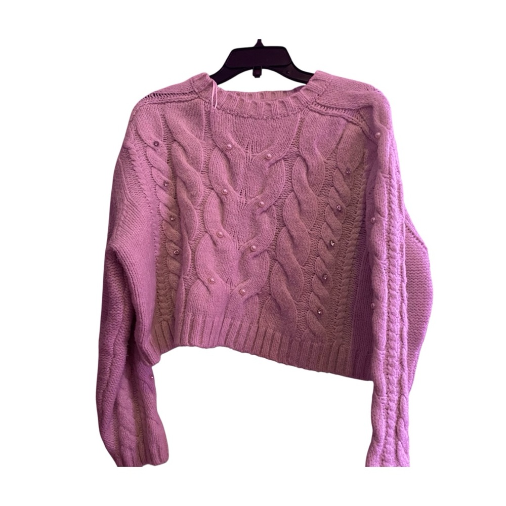 Primark White Crew Neck Cable Knit Sweater